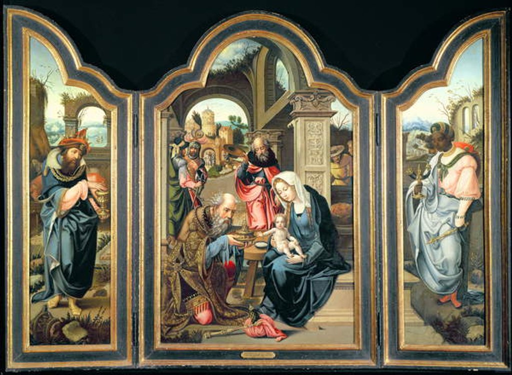 Detail of Triptych depicting the Adoration of the Magi, c.1600 by Pieter Coecke van Aelst
