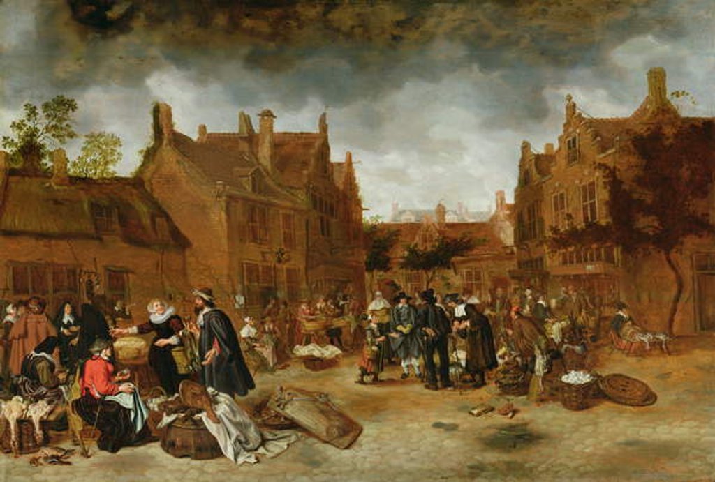 Detail of A Marketplace in Winter, 1653 by Sybrandt van Beest