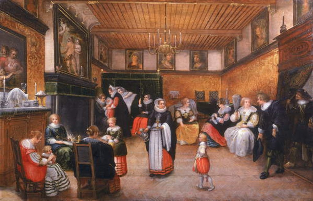 Detail of A Christening Party, 1629 by Flemish School