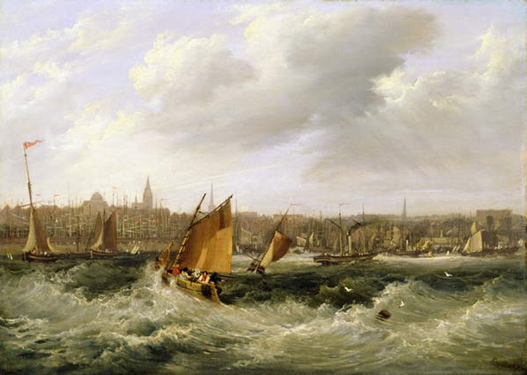 Detail of Liverpool, Lancashire from the River Mersey and New Brighton, 1838 by Frederick Calvert