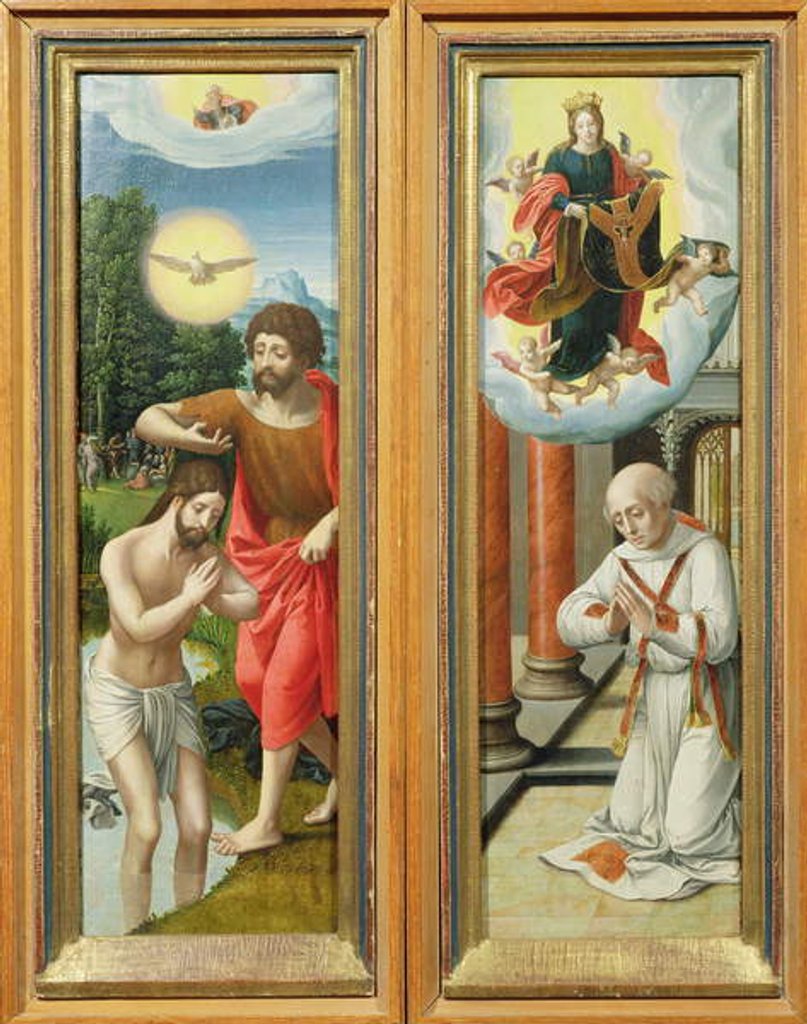 Detail of The Baptism of Christ and St. Ildefonso: A Pair of Altarpiece Wings by Master of the Female Half Lengths