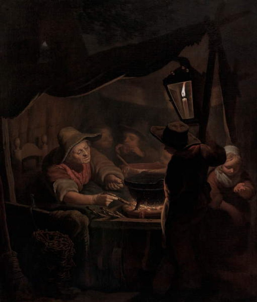 Detail of A Doughnut Maker by Candlelight, 1815 by Pieter Christoffel Wonder