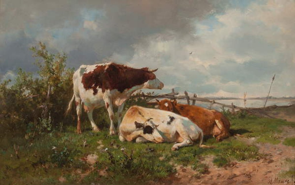 Detail of Three Cows in a Meadow by Anton Mauve