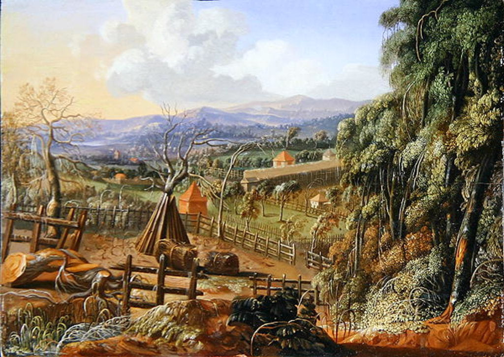 Detail of Fall Landscape in England with an Impending Storm, c.1735 by Robert Griffier