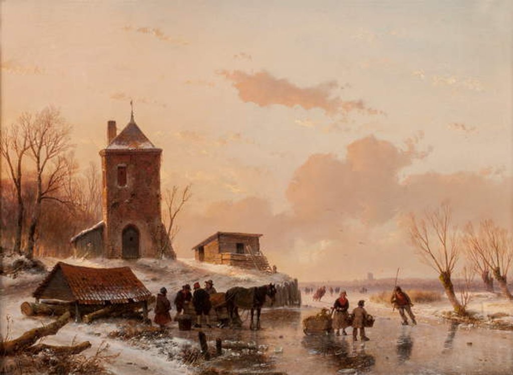 Detail of Loading the Sleigh, 1858 by Andreas Schelfhout