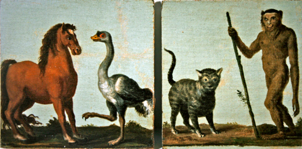 Detail of A horse and ostrich and a wildcat and wild man by Roelandt Jacobsz (follower of) Savery