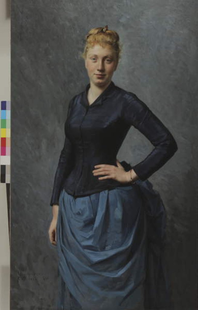 Detail of Portrait of a Young Woman in Blue, 1886 by Georges-Jean-Louis Cormeray