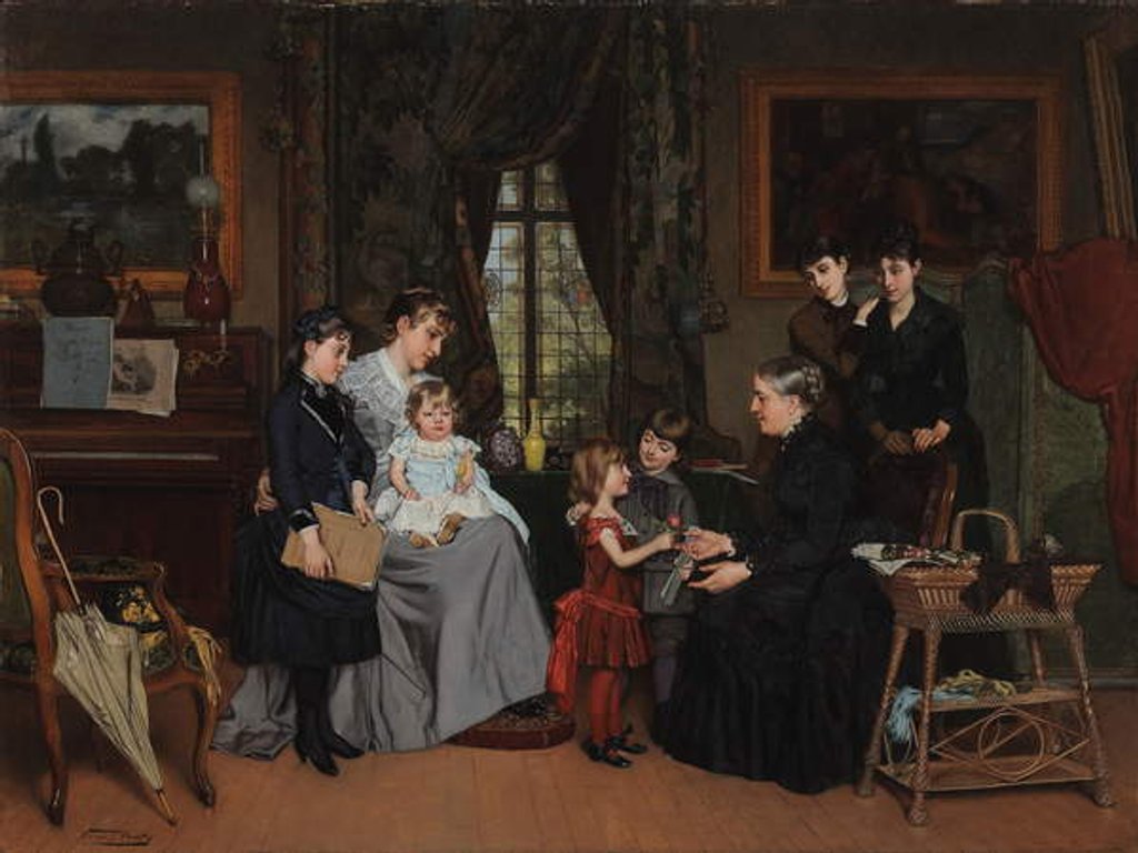 Detail of Grandma's Birthday by Louis Edmond Pomey