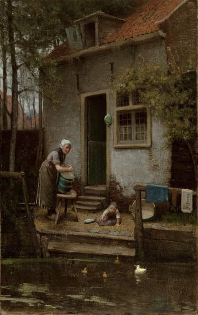 Detail of Feeding the Ducks by Bernardus Johannes Blommers or Bloomers