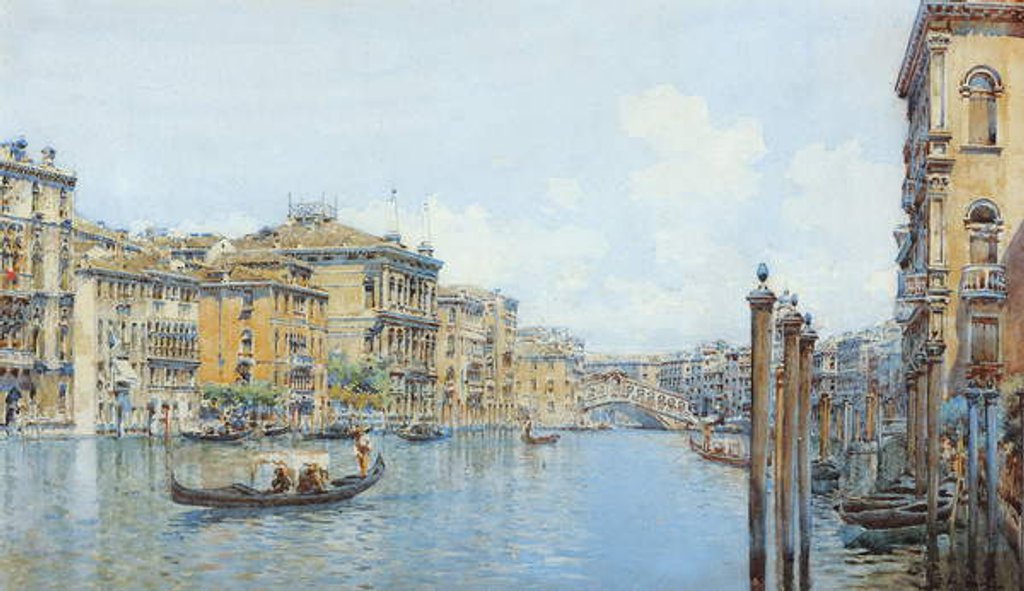 Detail of The Grand Canal with a View of Palace Papadopoli before the Rialto Bridge by Gino de Colle