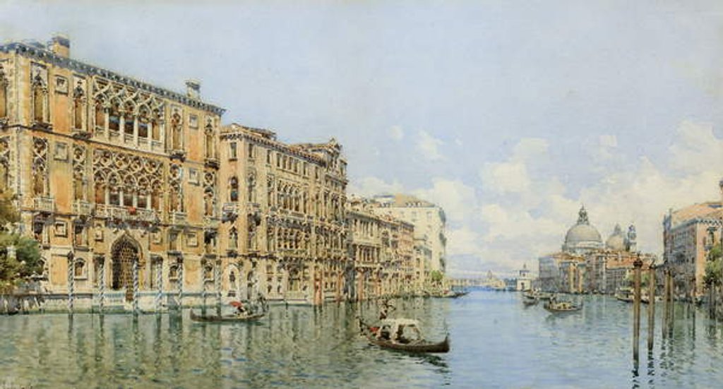 Detail of A View of the Grand Canal with Palazzo Cavalli-Franchetti and Santa Maria della Salute by Gino de Colle