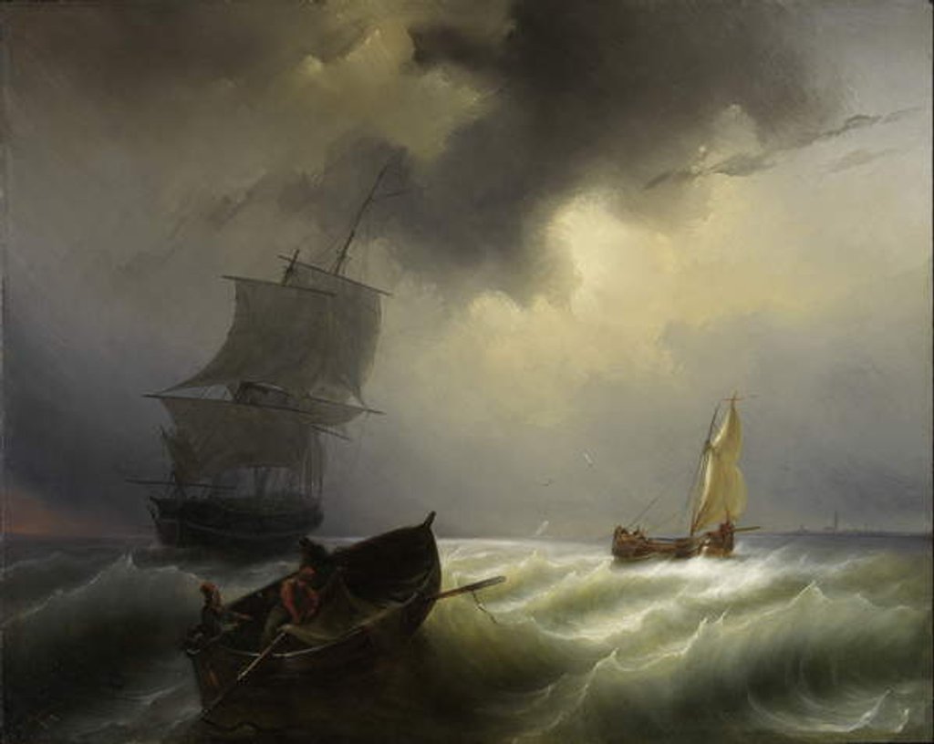 Detail of Ships at Sea in a Stiff Wind, 1838 by Pieter Arnout Djixhoorn