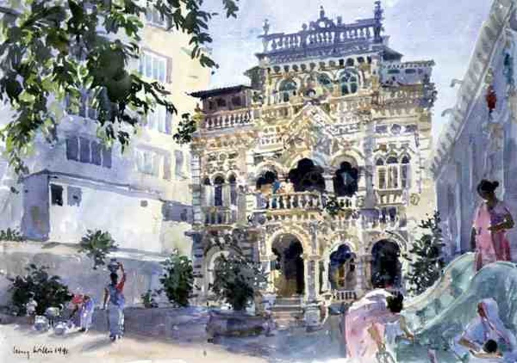 Detail of House on the Hill, Bombay, 1991 by Lucy Willis