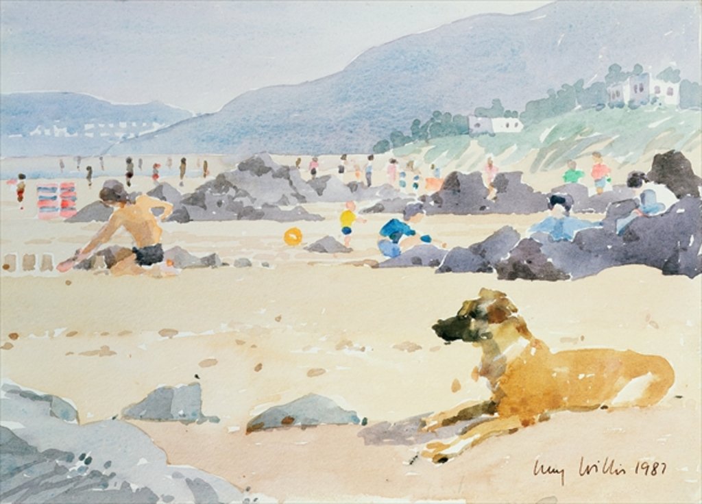 Detail of Dog on the Beach, Woolacombe, 1987 by Lucy Willis