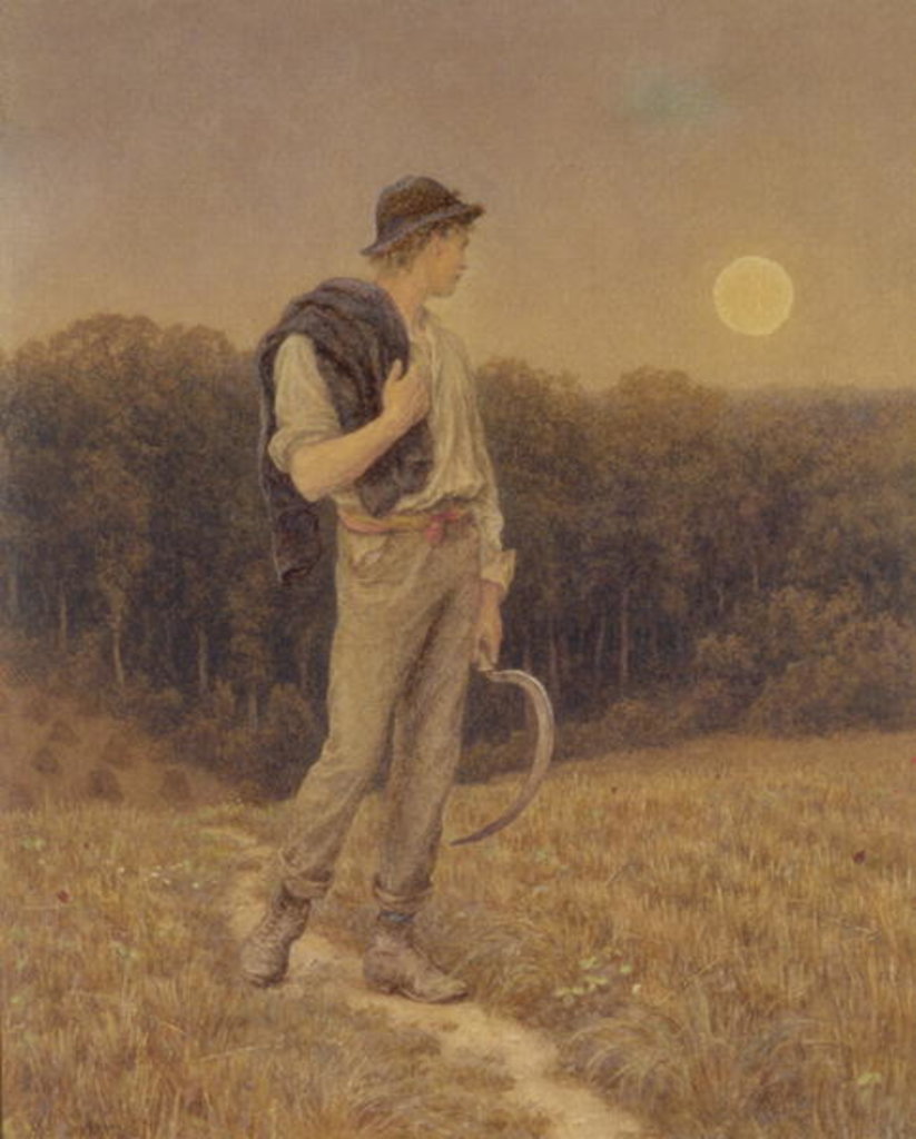 Detail of The Harvest Moon, 'globed in mellow splendour', 1879 by Helen Allingham