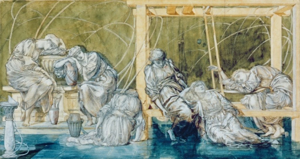 Detail of Study for The Garden Court by Edward Coley Burne-Jones