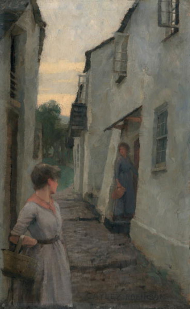 Detail of Street Scene with Figure, Cornwall by Frederick Cayley Robinson
