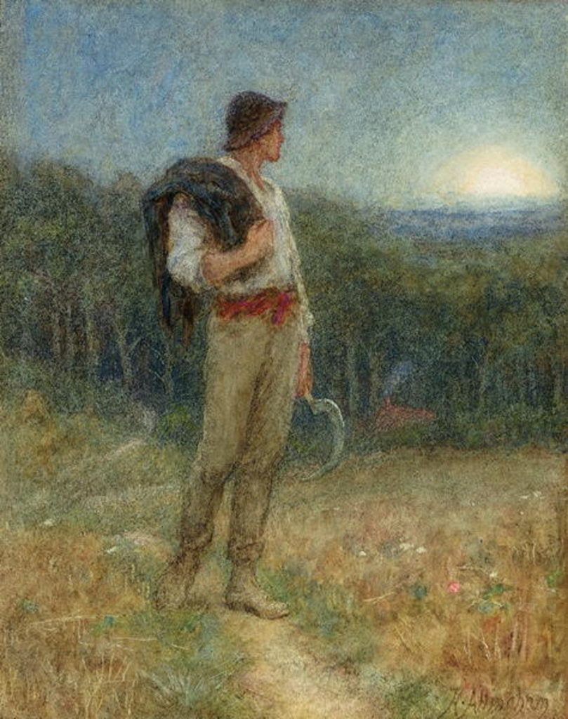 Detail of Harvest Moon, 'globed in mellow splendour', 1879 by Helen Allingham