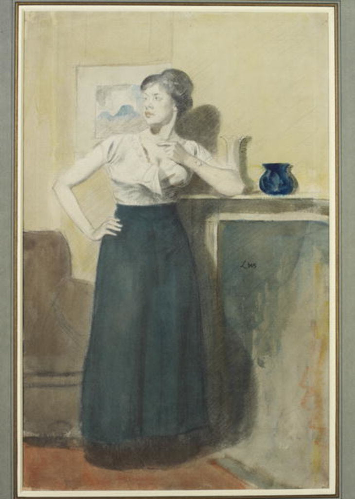 Detail of Portrait of Lyndra, the Artist's Wife by Derwent Lees