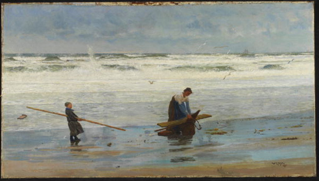 Detail of Gathering Driftwood, Holland, 1877 by William Lionel Wyllie