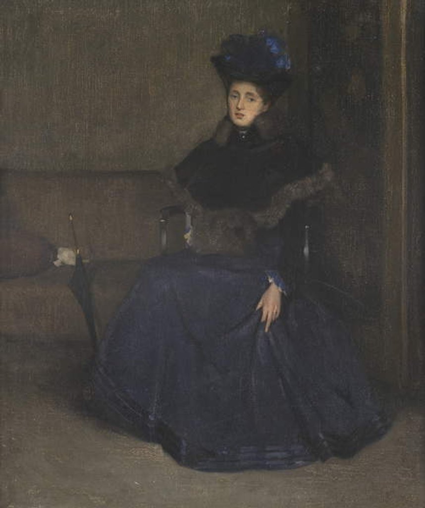 Detail of Woman in a blue dress by Sidney Starr
