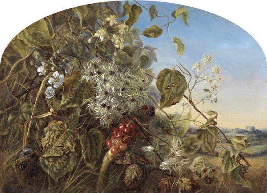 Detail of An Autumn Hedgerow near Carisbrooke, 1864 by Frances Mary Minns