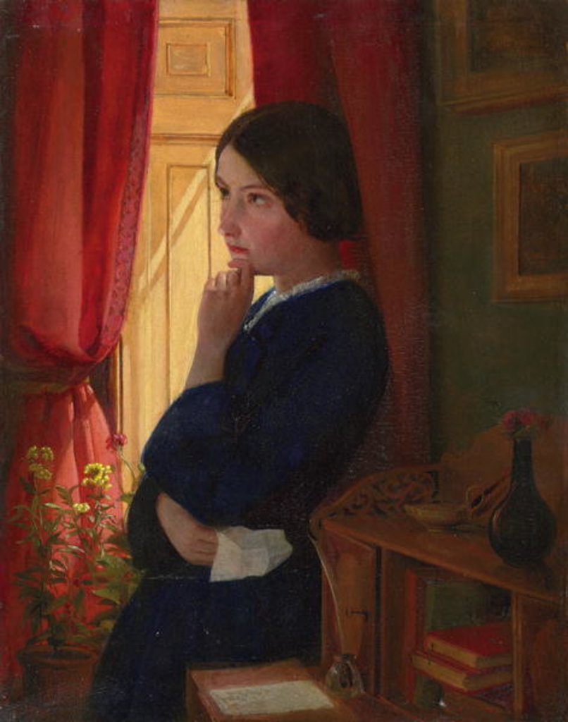 Detail of Considering a Reply, c.1860 by George Dunlop Leslie