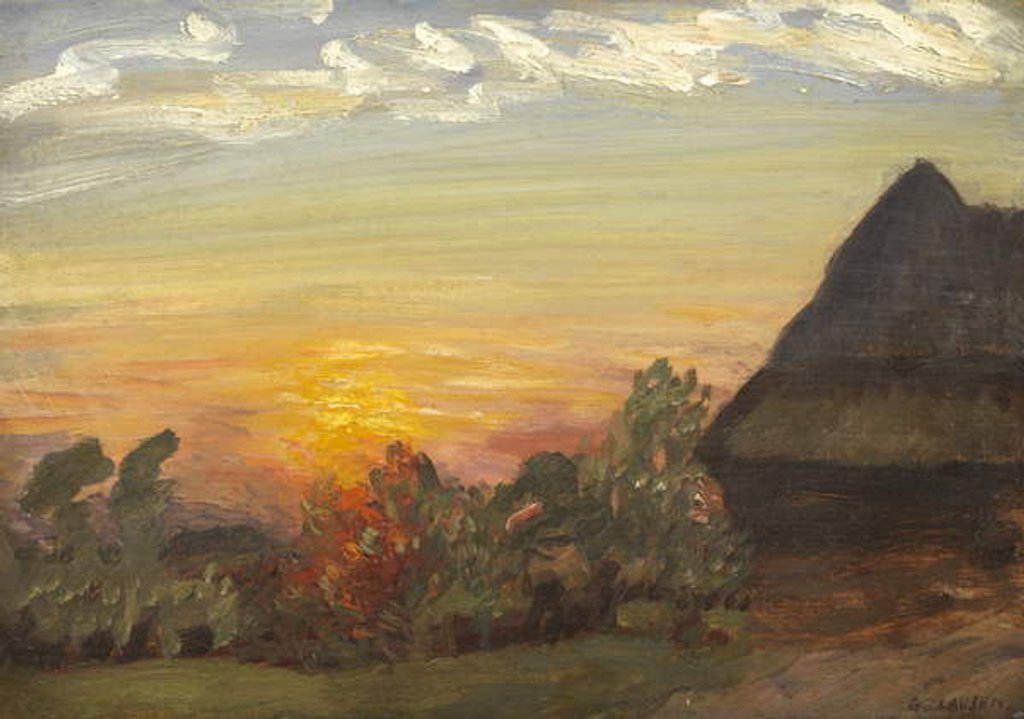 Detail of Duton Hill Sunset, 1938 by George Clausen