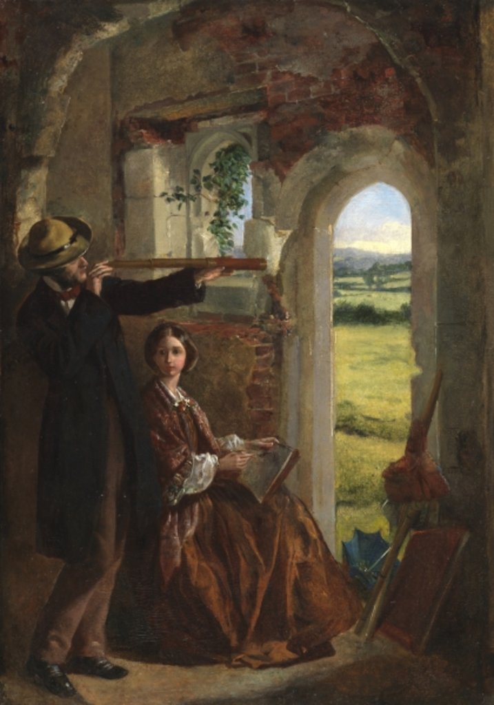 Detail of Couple Observing a Landscape by English School