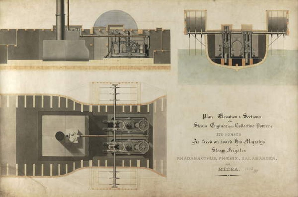 Detail of A marine steam engine, 1832 by James Nasmyth