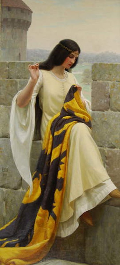 Detail of Stitching the Standard, 1911 by Edmund Blair Leighton