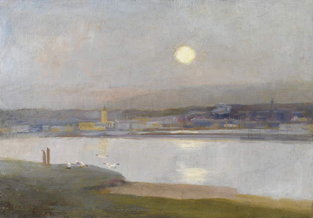 Detail of Moonrise Over Hayle by Alfred East