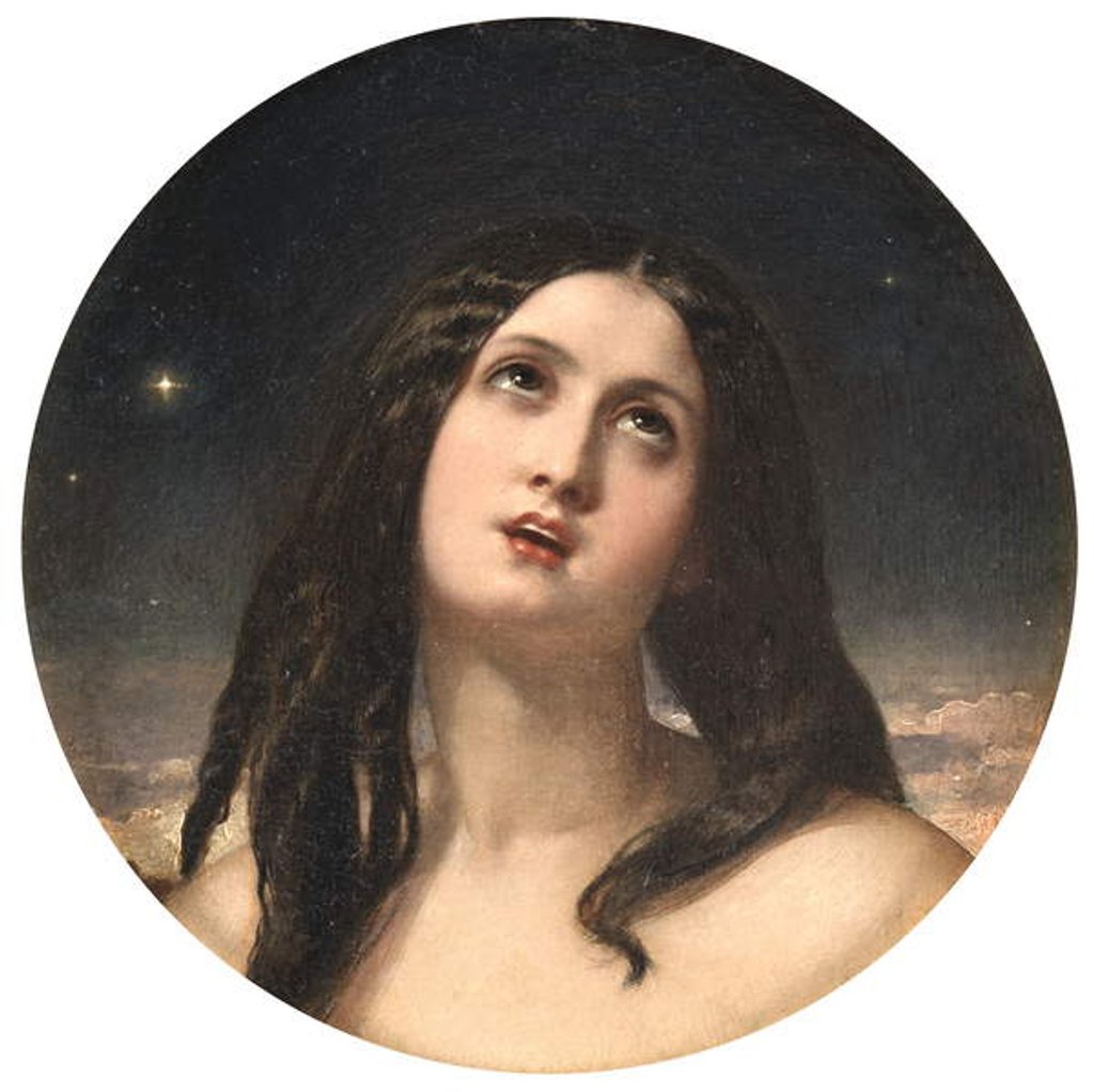 Detail of Young Woman Gazing Upward by William Edward Frost