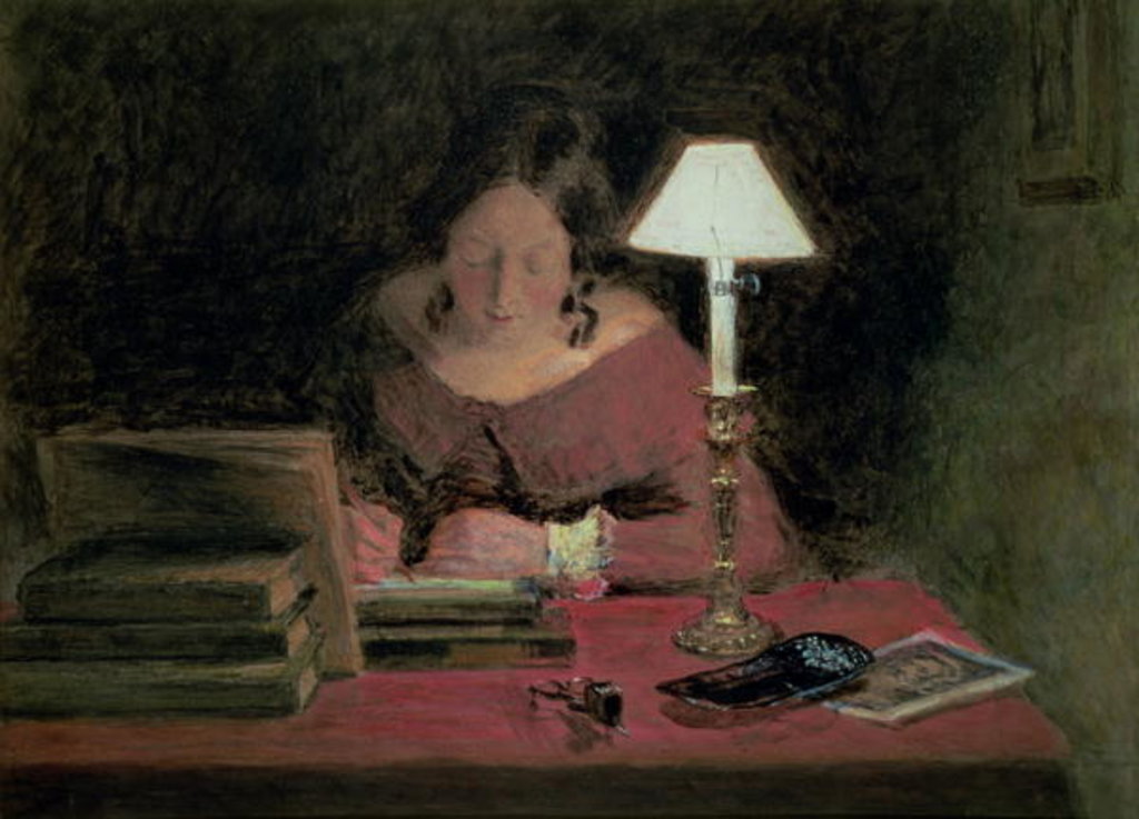 Detail of Girl Writing by Lamplight, c.1850 by William Henry Hunt