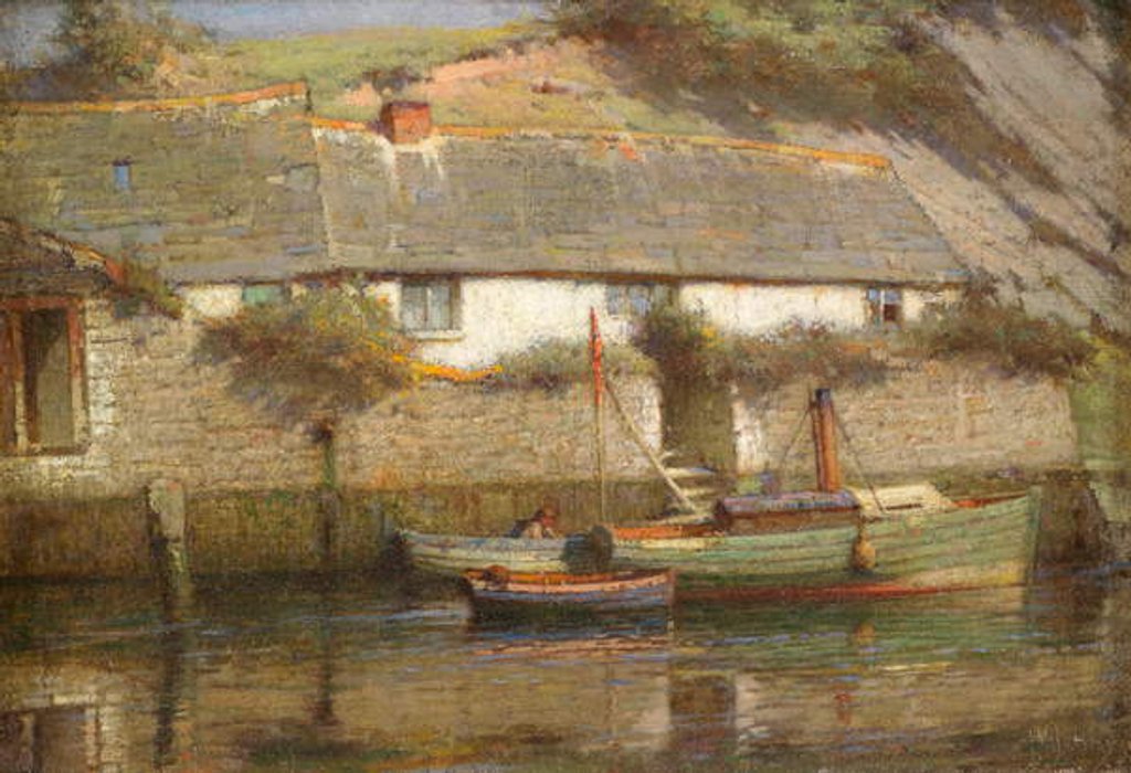 Detail of A Riverside Cottage by James Valentine Jelley