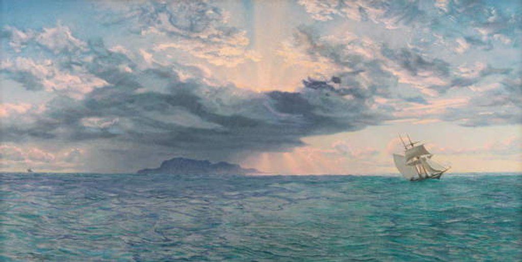 Detail of The South Bishop Rock, Anticipations of a Wild Night, 1872 by John Brett