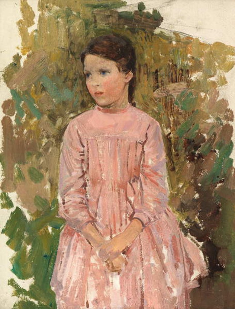 Detail of Girl in a Pink Dress by Harry Watson