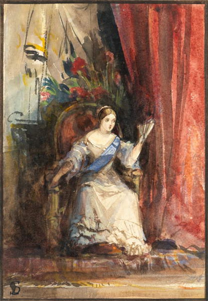 Detail of Queen Victoria at Court, 1838 by Louisa Anne Marchioness of Waterford