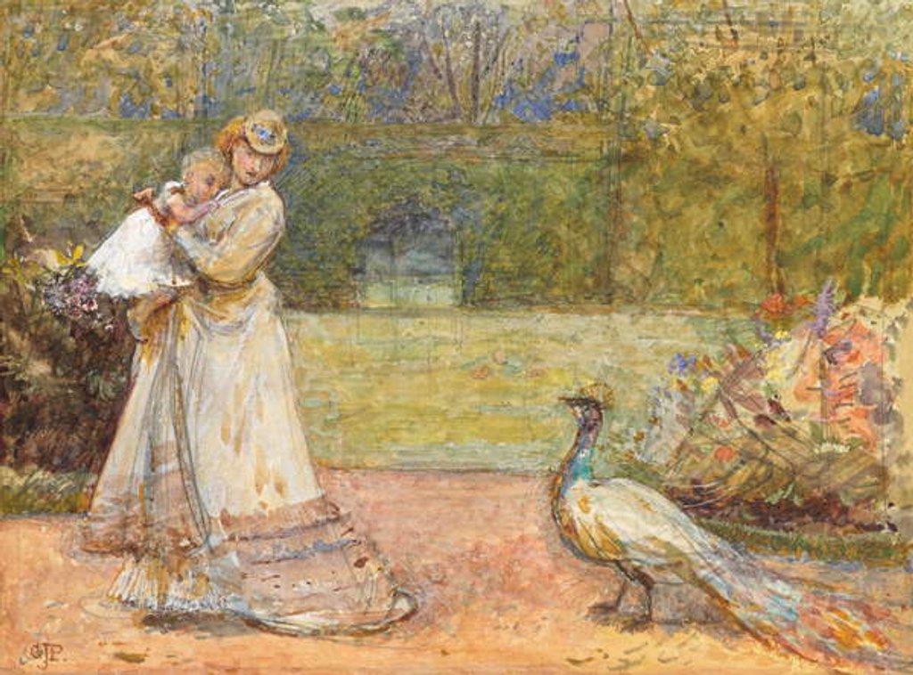 Detail of Lady and a Peacock by George John Pinwell