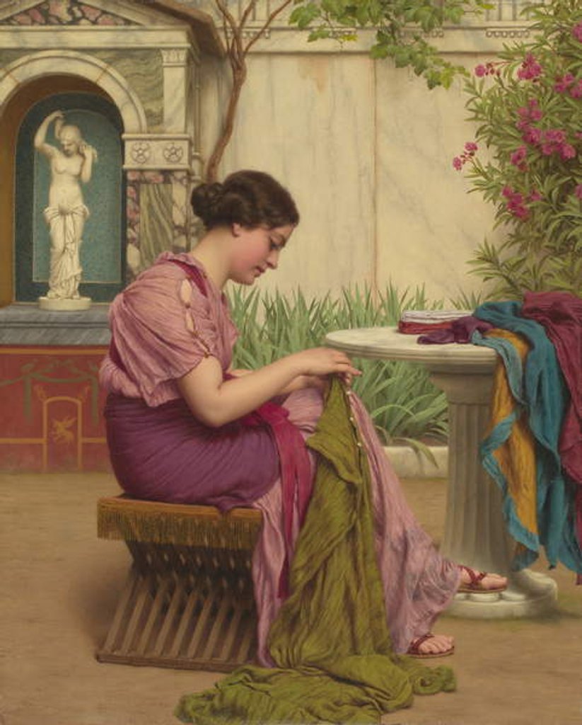 Detail of A Stitch is Free, or A Stitch in Time, 1917 by John William Godward