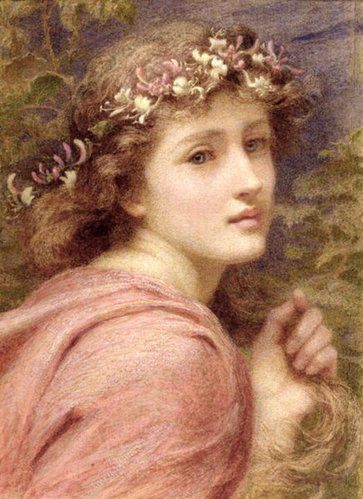Detail of With blossoms bare bedecked daintily;/Whose tender locks do tremble everie one/At everie little breath that under heaven is blowne, 1894 by Constance Phillott