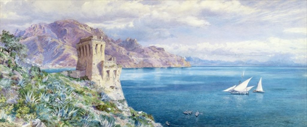 Detail of The Old Watch Tower overlooking the Bay of Salerno, c.1861 by Frederick Townsend