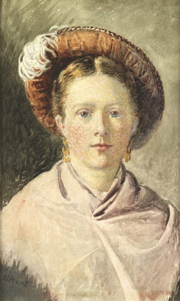 Detail of Lady in a feathered hat by William Henry Hunt