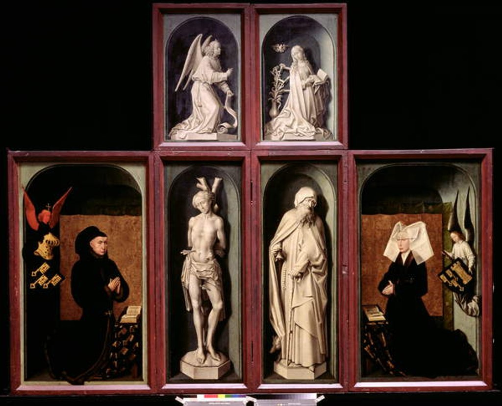 Detail of The Last Judgement when closed by Rogier van der Weyden