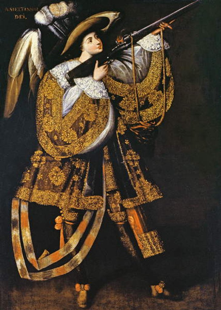 Detail of Angel Arcabucero by Master of Calamarca