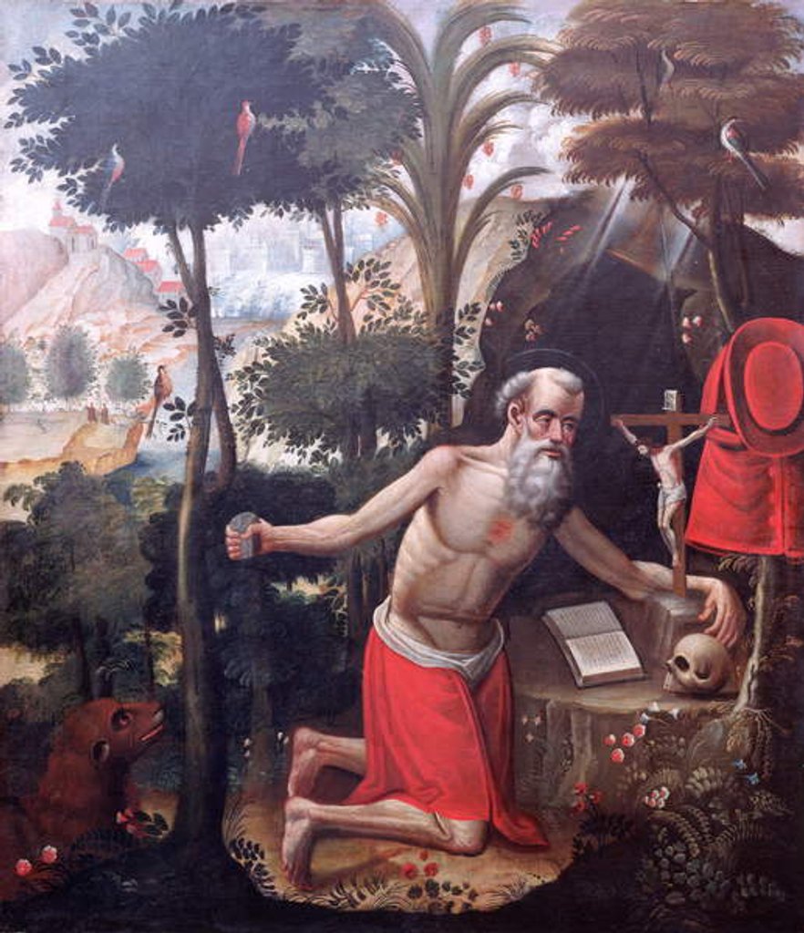 Detail of St. Jerome by Diego Quispe Tito