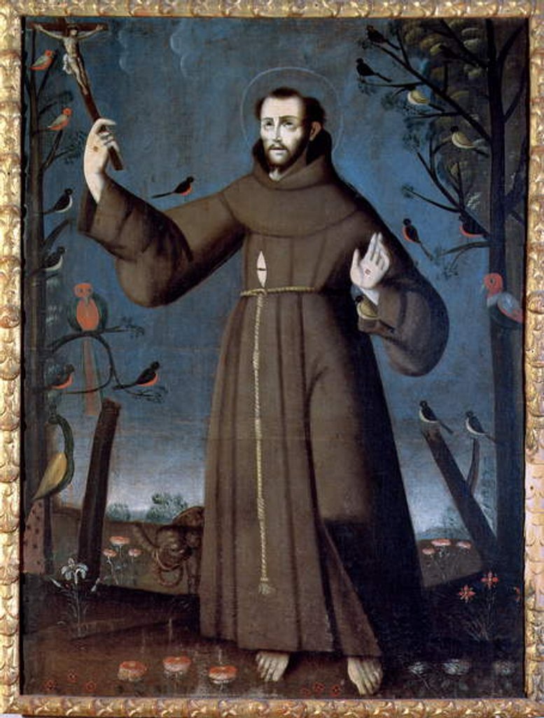 Detail of St. Francis of Assisi by School Peruvian
