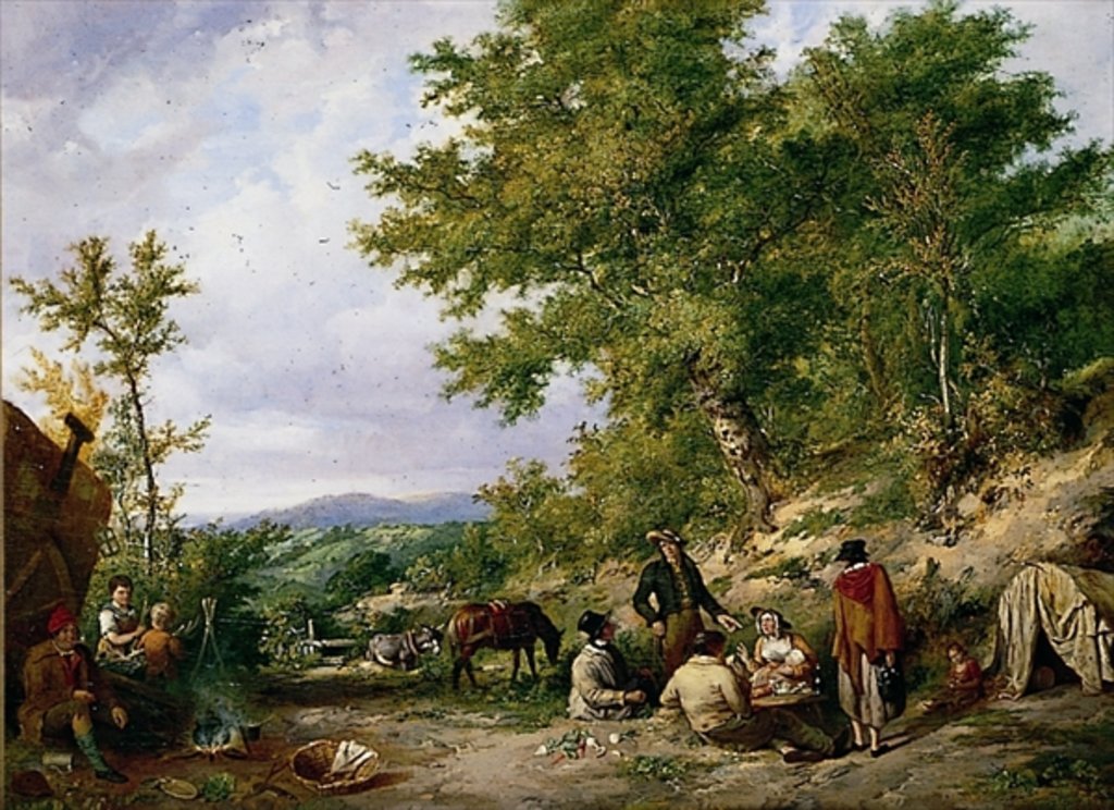 Detail of Country Lane with Gypsies by Thomas Sidney Cooper
