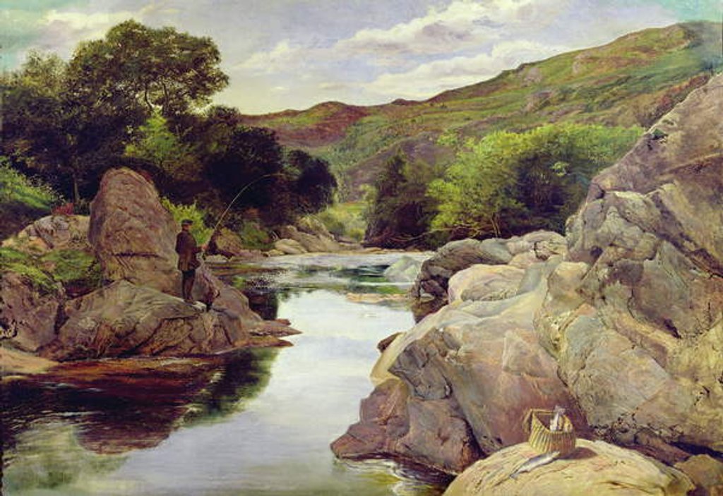 Detail of Glenfinlas with Millais Fishing, 1853 by William Henry Millais