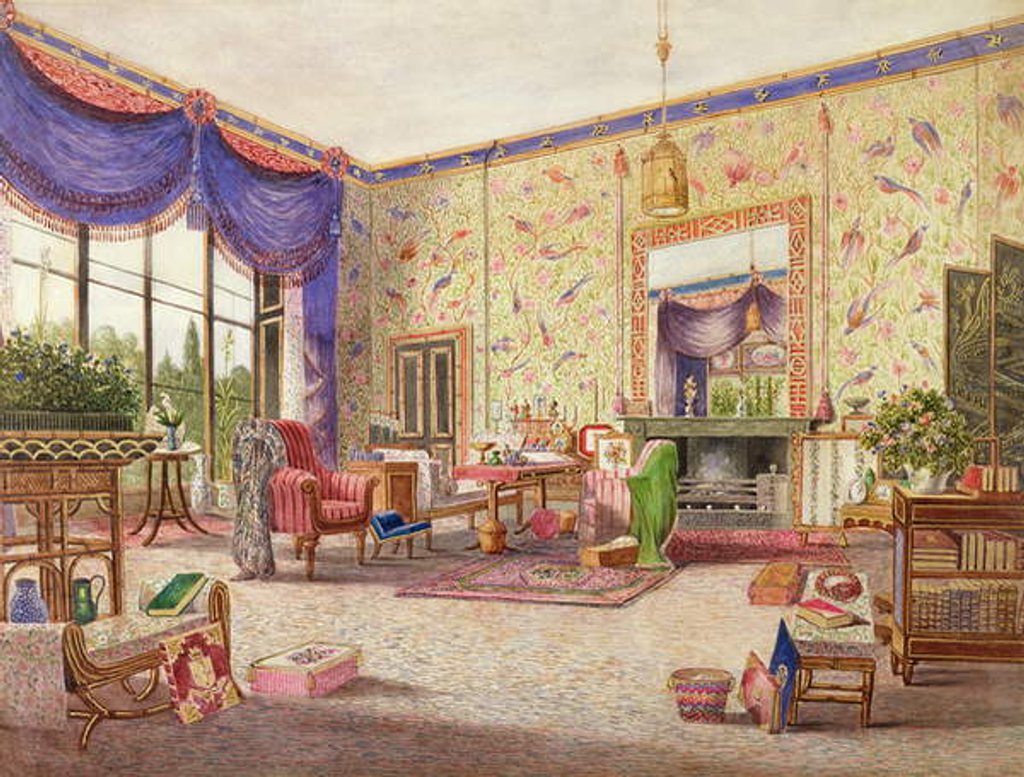 Detail of The Interior of the Chinese Drawing Room, Middleton Park, Oxfordshire, 1840 by William Alfred Delamotte
